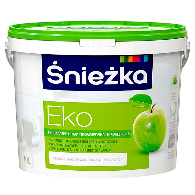 Краска Sniezka Eko гипоаллергенная снежно-белая 10 л Краска Sniezka Eko гипоаллергенная снежно-белая 10 л