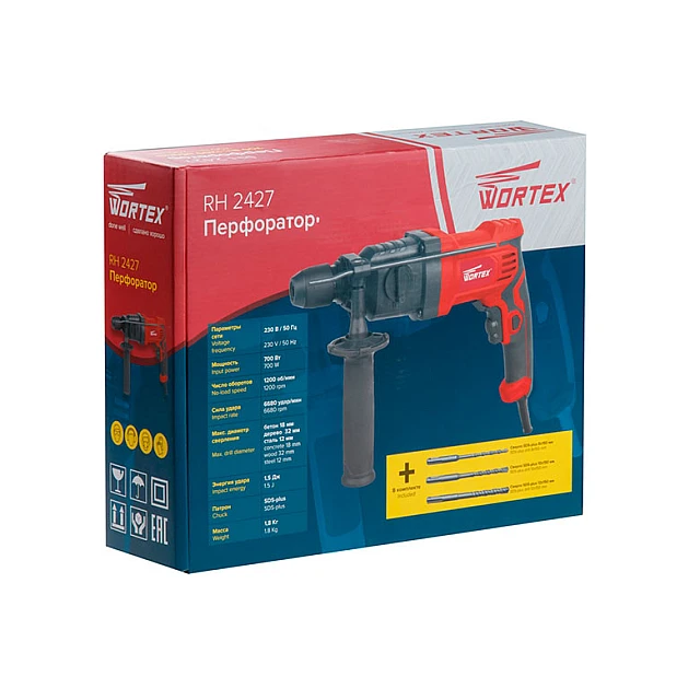 Перфоратор Wortex RH 2427 + набор буров Перфоратор Wortex RH 2427 + набор буров