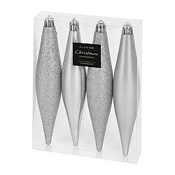 Набор елочных украшений Koopman Сосулька серебро 4 шт