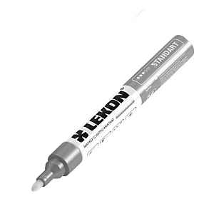 Маркер Lekon Standart 011914 с нитроэмалью серебро 4 мм