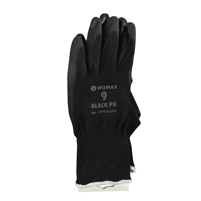 Перчатки защитные Wurth Black PU 1899402409 с полиуретановым покрытием размер 9
